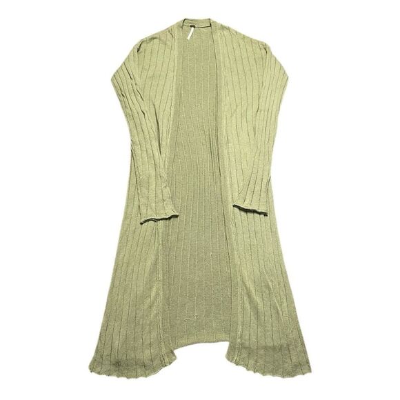 FREE PEOPLE Ribby Rib Cardigan Sweater Green Size Small - Picture 3 of 12